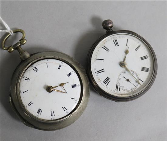 A George III silver pair cased verge pocket watch by James Bennitt, Uttoxeter and a later silver pocket watch.